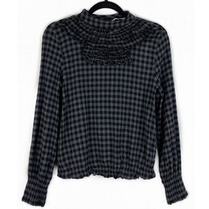 Zara Black and Gray Checkered Top